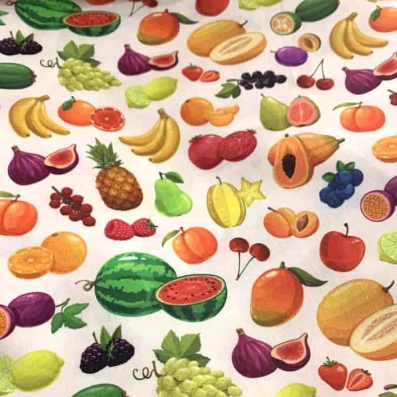 tela de algodón con frutas